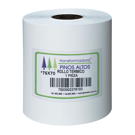 Rollo de papel térmico Pinos Altos 76 x 70 mm 