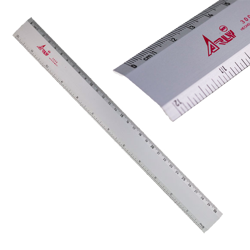 Arly Regla 30 cm Color Aluminio Plata – Borde Antideslizante Profesional [PPA0165]