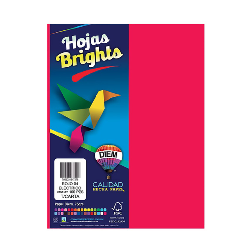 Diem Hojas Bond Color Rojo Tam. Carta (100 h) [PPC0250]