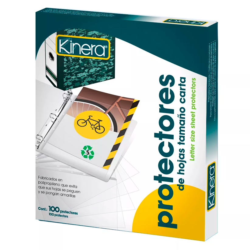 Kinera Protector Carta Opaco/100 pzs 5 Perforaciones [7501428704868]
