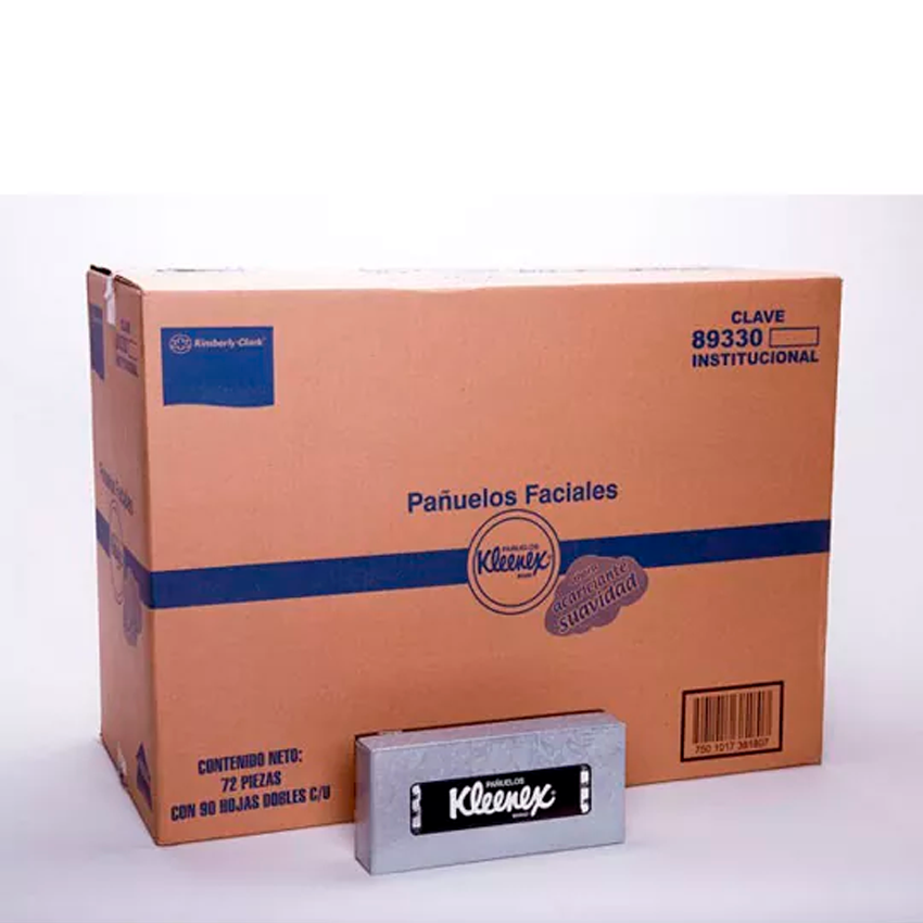 KLEENEX PAÑUELO FACIAL BLANCO CAJA 72 PAQUETES DE 90 HOJAS DOBLES [ 89330]