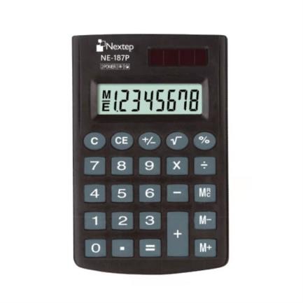 [NE-187P] Calculadora De Bolsillo Nextep 8 Dígitos Con Carga Solar y Batería  [NE-187P]