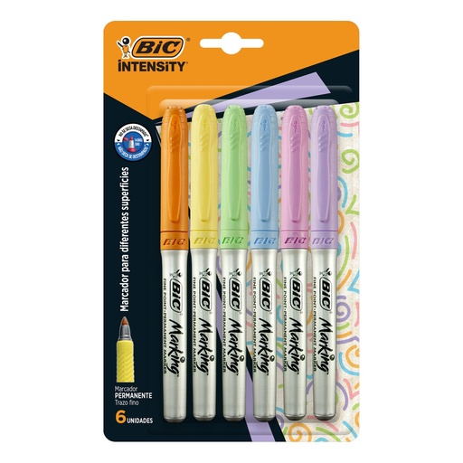 [BIC-MAR-INTBL6] Marcador Bic Permanente Intensity, Tinta Negra, Blíster 6 Pzs. [BIC-MAR-INTBL6]