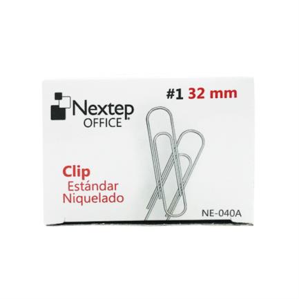 [NE-040A-1] Clip Estándar Nextep Niquelado #1 32mm  Caja C/100 Clips [NE-040A-1]