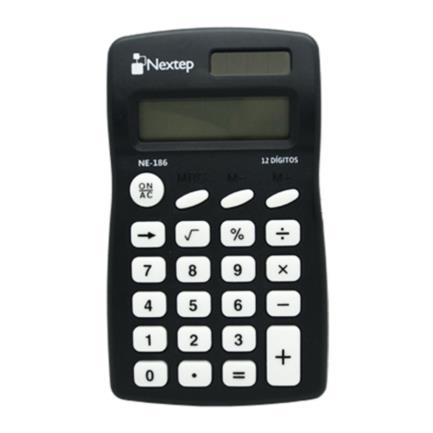 [NE-186] Calculadora Nextep 12 Dígitos de Bolsillo Funciones Básicas Solar/Batería [NE-186 ]