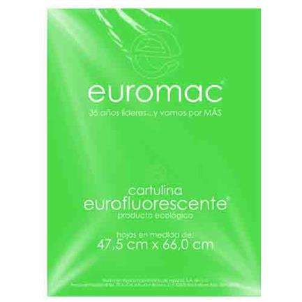 [EF0038] Cartulina Euromac Fluorescente Verde 47.5 X 66CM C/10 Pzs [EF0038]