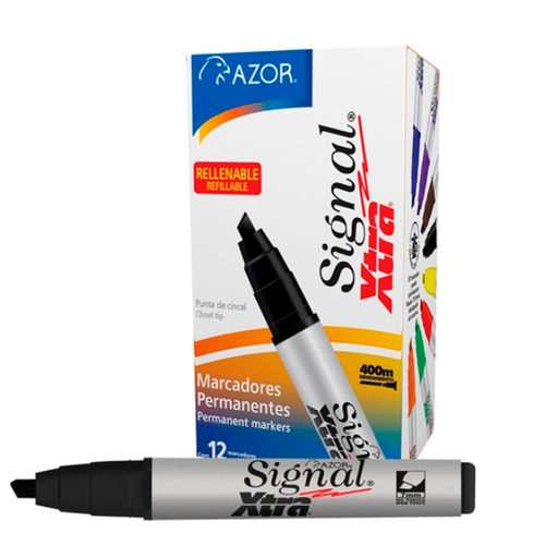 [AZO-MAR-40001] Azor Signal Xtra 6 mm – Marcador Permanente Negro • Caja 12 [7501428700594] [AZO-MAR-40001]