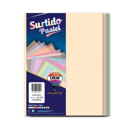[PPC0245] Diem Hojas Bond Pastel Carta 100 h – Surtido [PPC0245]