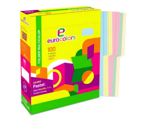 [1600299965] Eurocolors Folder Crema Pastel Carta – Paq. 100 Pzas. [1600299965]
