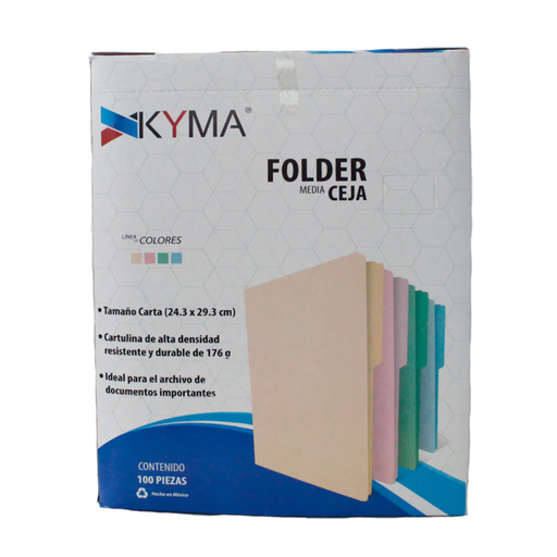 [KYM-FOL-VDTC] Folder KYMA Tamaño Carta Color Verde Pastel Cajilla con 100 piezas [KYM-FOL-VDTC]