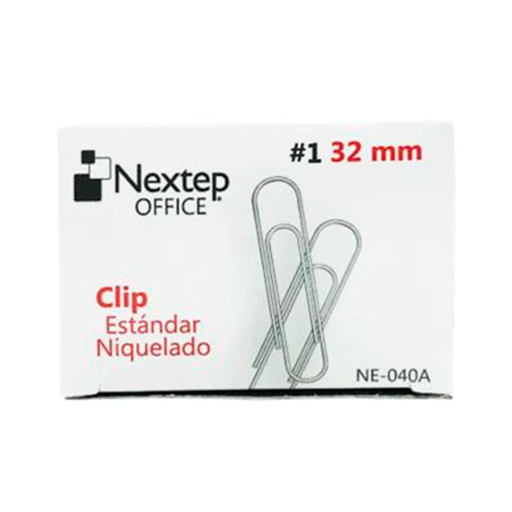 [NE-040A] Clip Estándar Nextep Niquelado #1 32mm Caja/100 Clips c/u [NE-040A]
