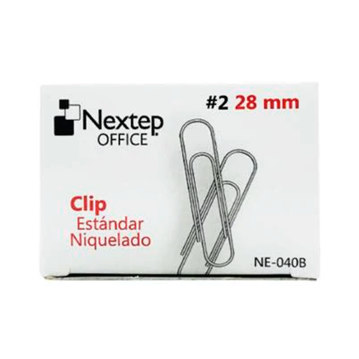 [NE-040B] Clip Estándar Nextep Niquelado #2 28mm C/10 100 Clips c/u [NE-040B]