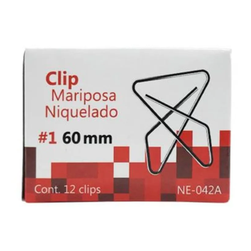 [NE-042A] Clip Mariposa Nextep Niquelado #1 60mm 12 Clips  [NE-042A]