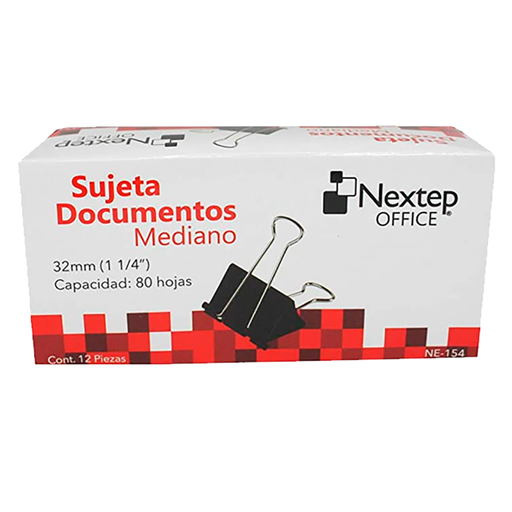 [NE-154-1] Sujeta Documentos Nextep Mediano 32mm (1 1/4") 12 Pzas [NE-154]