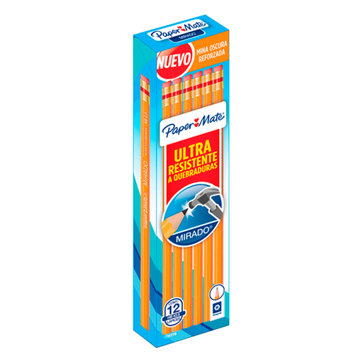 [7501030602873] Lápices Paper Mate Mirado 2 HB  Caja 12 pz – Madera de cedro y borrador sin manchas [7501030602873]