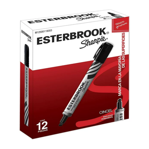 [7501030666790] Sharpie Esterbrook Permanente Punta Cincel Negra Caja 12 [7501030666790]
