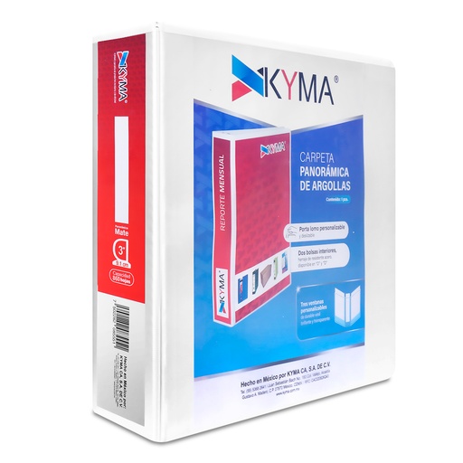 [CPKCBHO-300-BCO] Kyma Carpeta Panorámica Tam. Oficio 3" Aro En "O" 1 PZA [CPKCBHO-300-BCO]