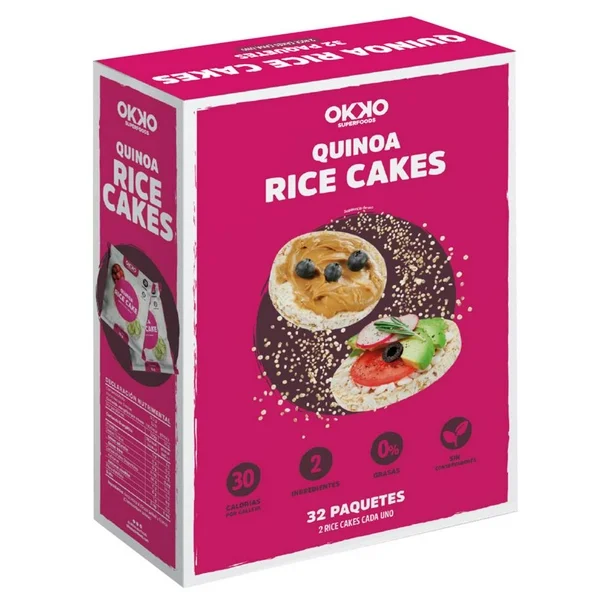 Galletas Okko SuperFoods Rice Cake Arroz y Quinoa 32 pzas