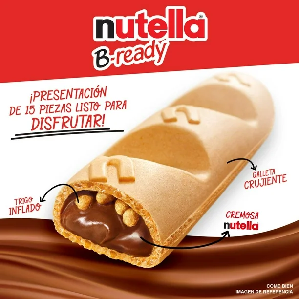 Galleta Rellena con Crema de Avellanas con Cocoa Nutella B-ready 15 pzas 22 g c/u