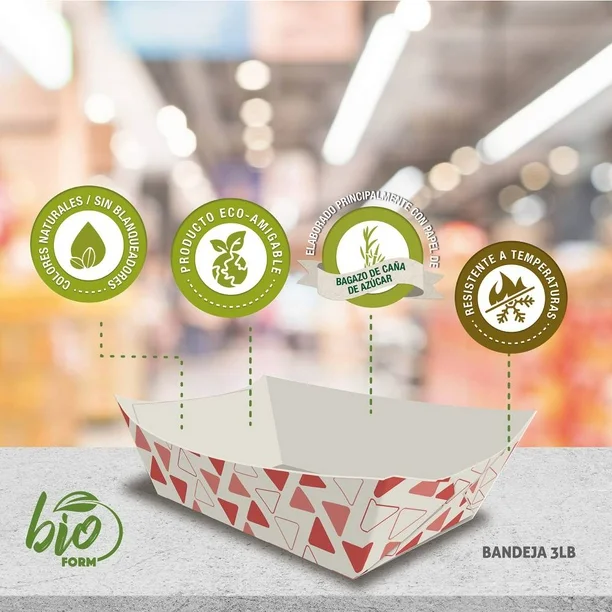 Charola de Papel Bioform Cañatek 3 Libras con 50 pzas