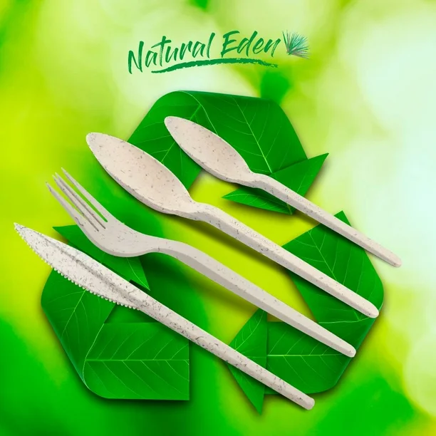 Cubiertos Compostables Natural Eden Vitabag Mix 320 pzas