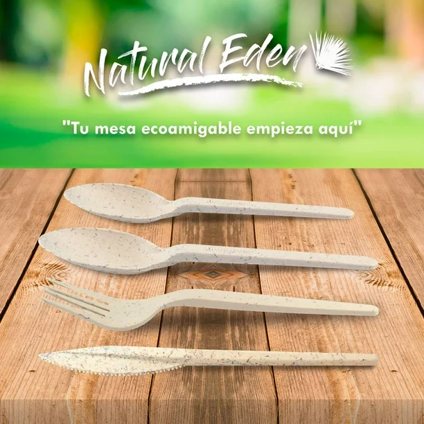Cubiertos Compostables Natural Eden Vitabag Mix 320 pzas