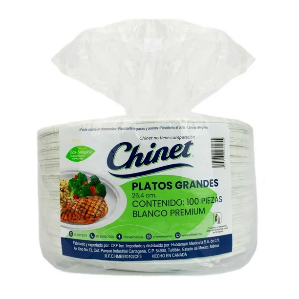 Platos Chinet de Celulosa Moldeada 100 pzas