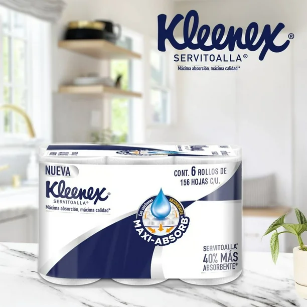 Servitoalla Kleenex Maxi-Absorb 6 Rollos con 156 Hojas c/u 