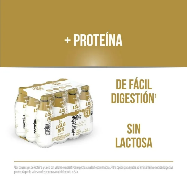 Leche sin Lactosa Lala 100 12 pzas de 1 l c/u