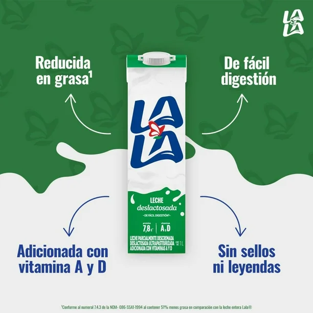 Leche Deslactosada Lala 12 pzas 1 l c/u