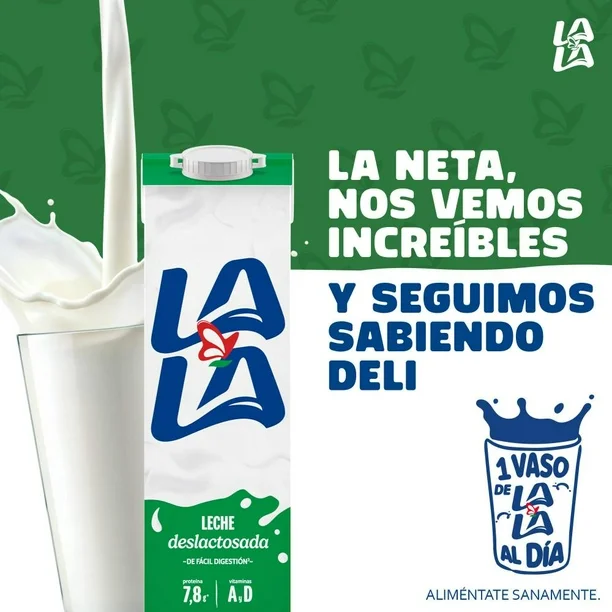 Leche Deslactosada Lala 12 pzas 1 l c/u
