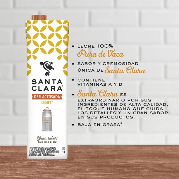 Leche Deslactosada Santa Clara Light 12 pzas de 1 l c/u