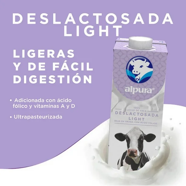 Leche Deslactosada Alpura Light 12 pzas de 1 l c/u