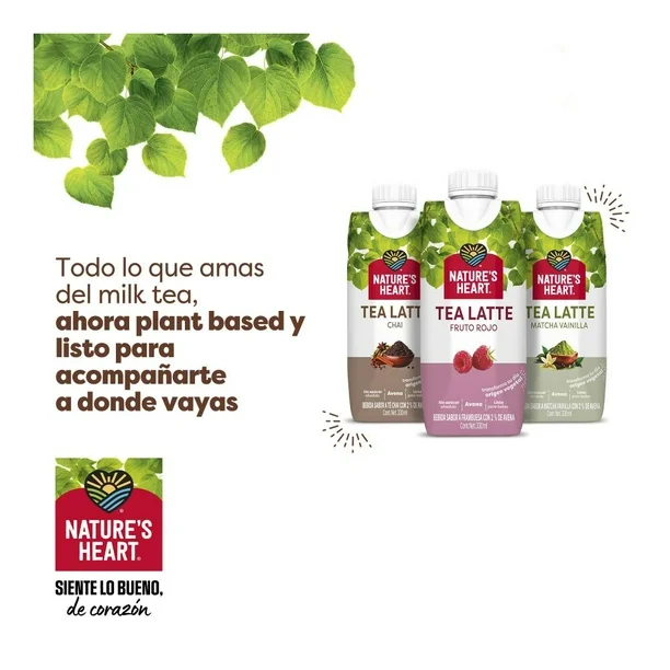 Pack de Bebida Sabor a Té Nature's Heart Tea Latte 12 pzas 330 ml c/u