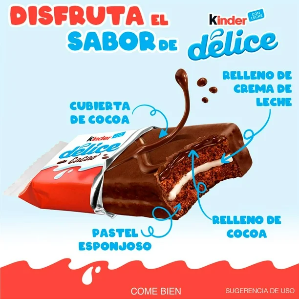 Pastelito Kinder Delice 15 pzas de 39 g c/u