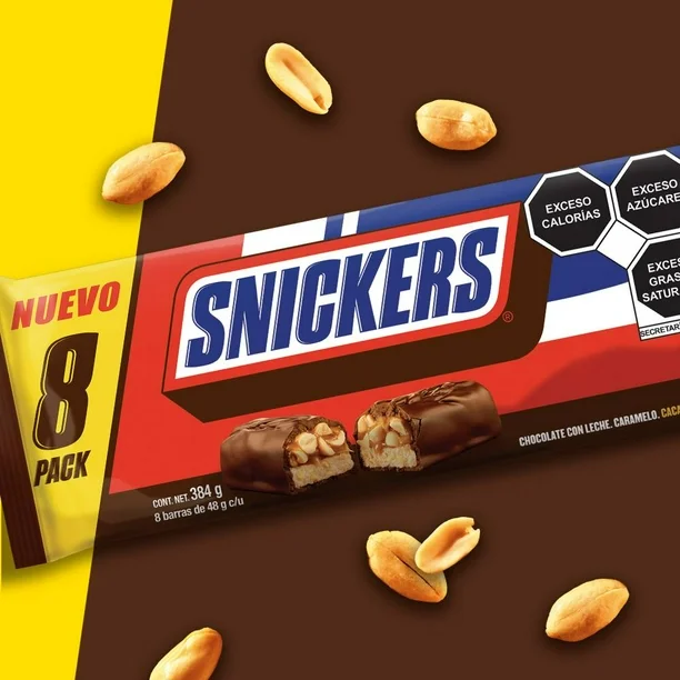 Snickers Barra de Chocolate con leche 8 piezas de 48 g