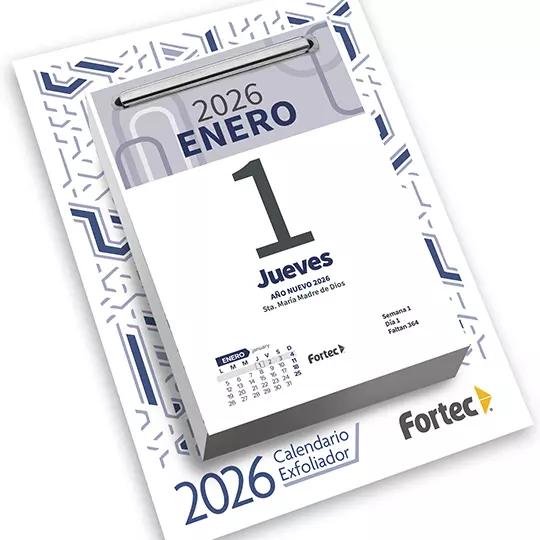 Calendario Exfoliador Fortec 2026 de 9.5x 13.5 cm