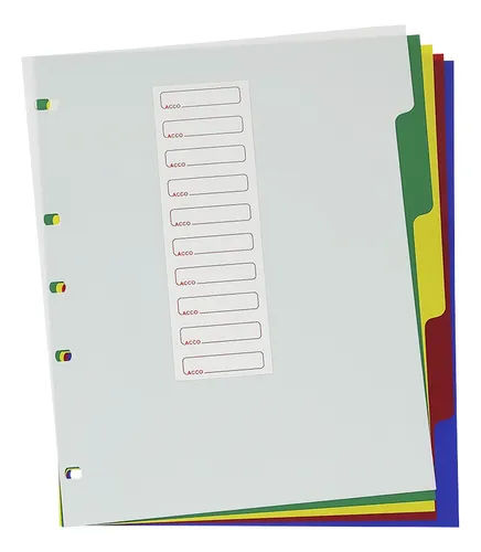 Separador Acco SK-10 Plastico Carta Surtido 5 Divisiones