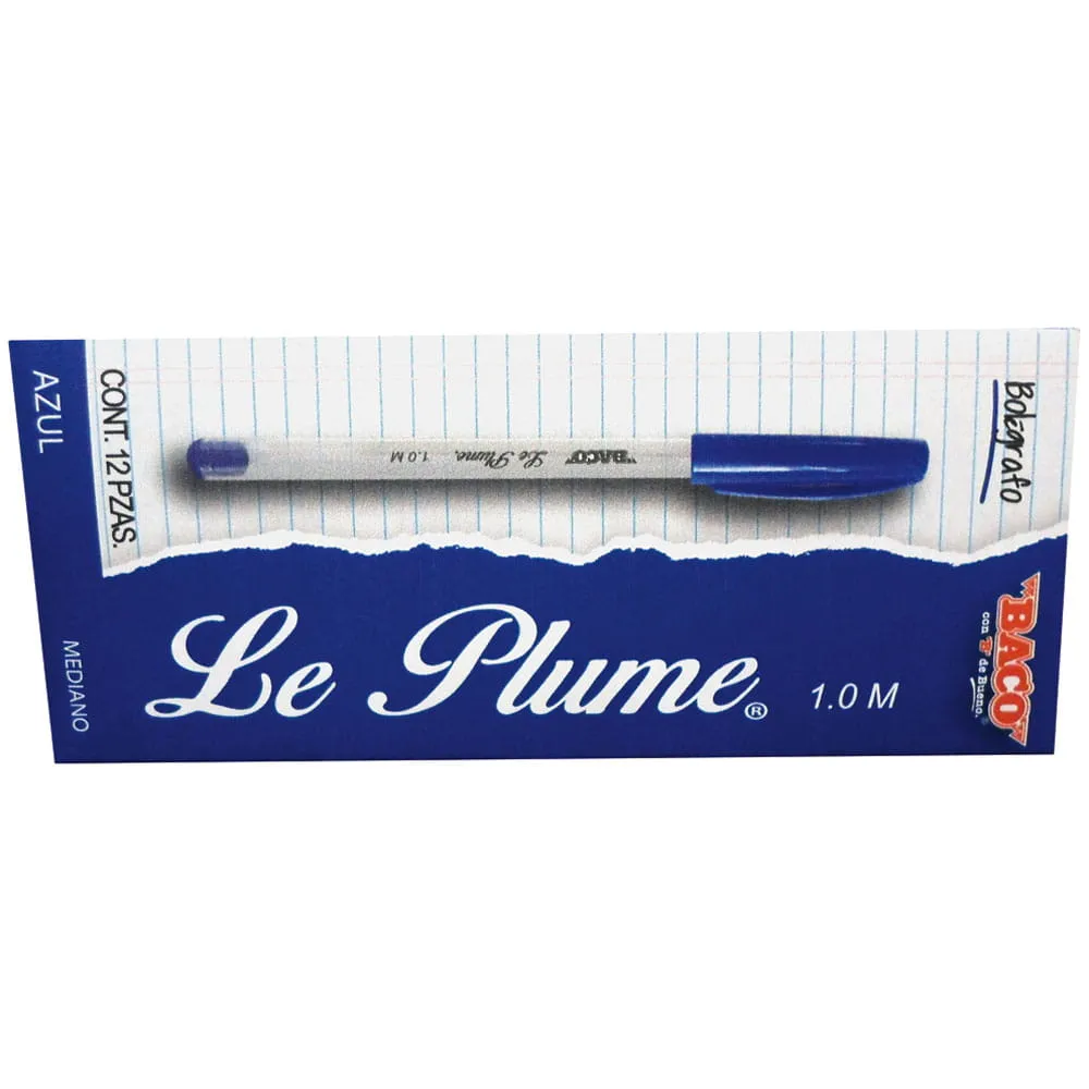  BOLIGRAFO BACO LE PLUME 1.0MM AZUL CAJA C/12 