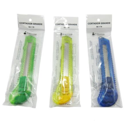 Cutter Plastico Ergonomico Nextep Grande Navaja 18mm Caja Con 12