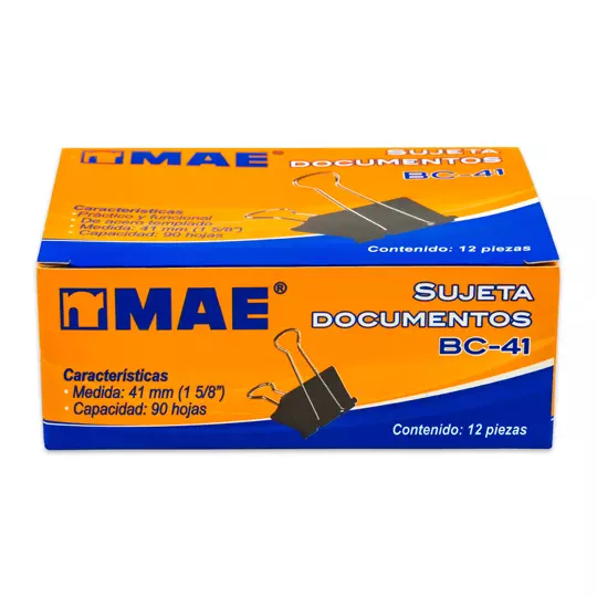 Sujetadocumentos mae de 41 mm 12 piezas.
