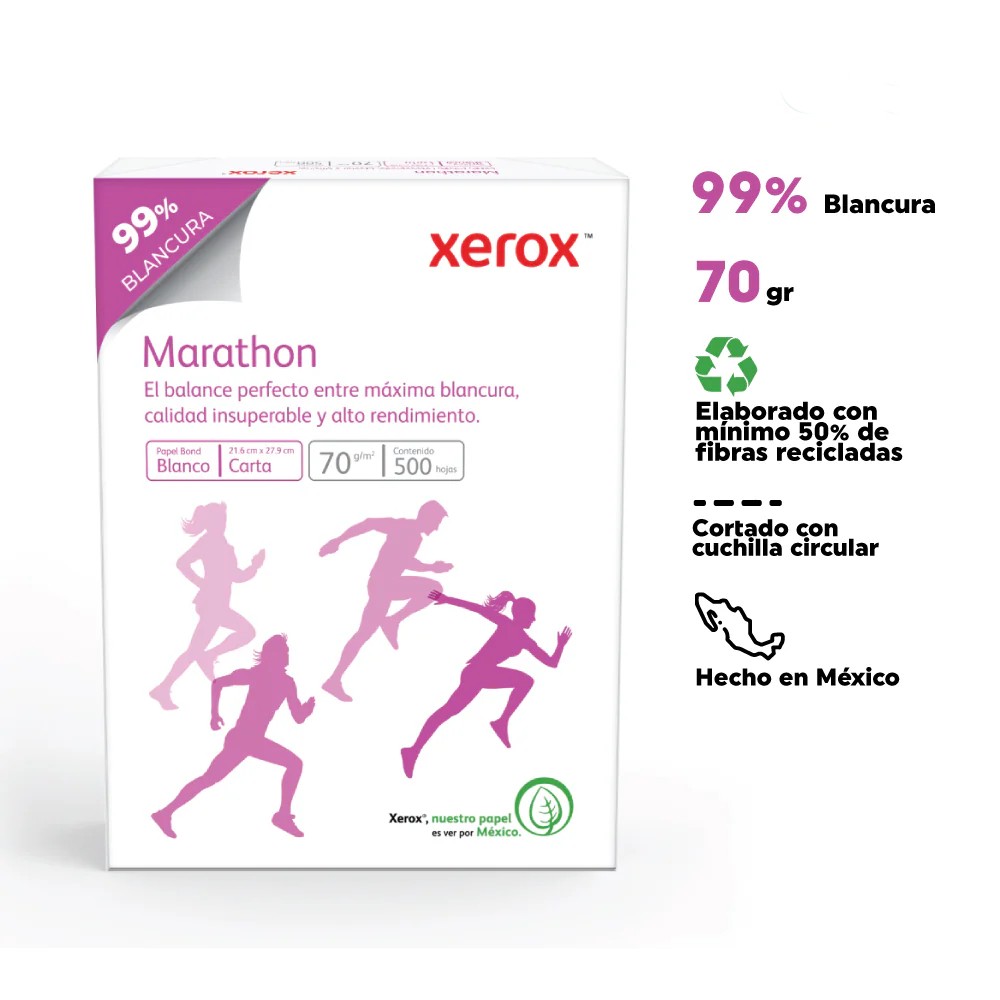 MARATHON XEROX 3M02051 HOJAS DE PAPEL CARTA 99% BLANCURA PAQUETE 500 HOJAS                  