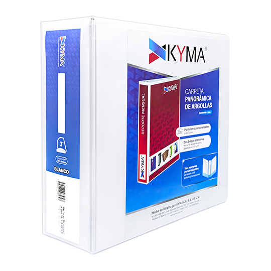 Carpeta KYMA panoramica de vinil 3 pulgadas arrillo en D blanca 1 pieza