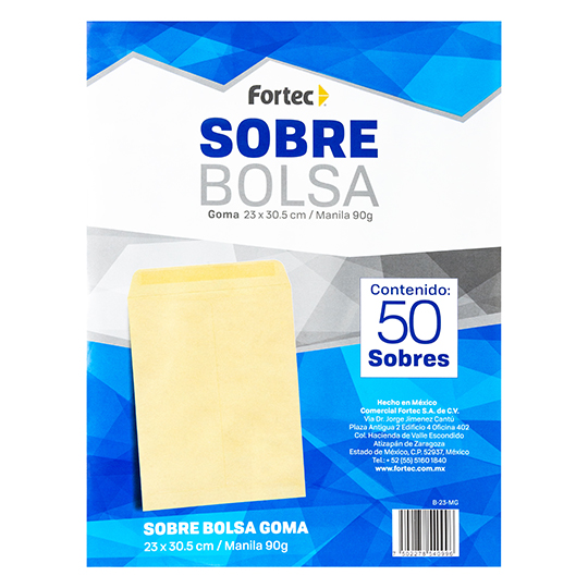 Sobre Manila Engomado Fortec Carta Caja con 50 Piezas