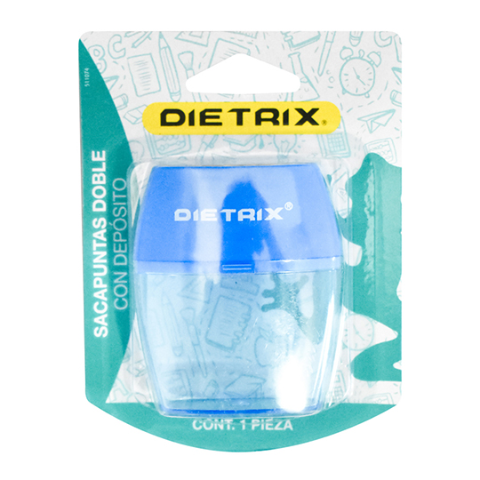 Sacapuntas de plástico DIETRIX 2 orificios con depósito blíster 1 pz