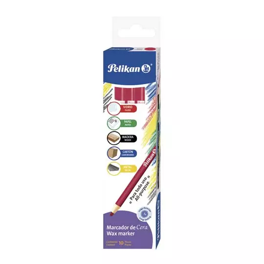 Marcador De Cera Pelikan Rojo Caja C/10 Pzs. [PEL-MAR-80103]