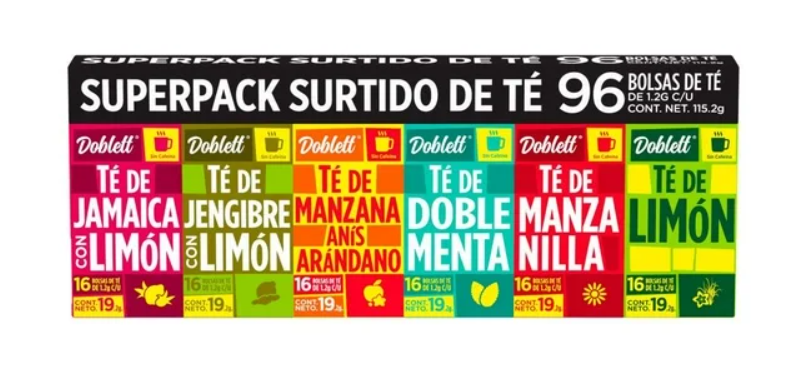 Surtido de Té Doblett 6 Sabores 96 pzas