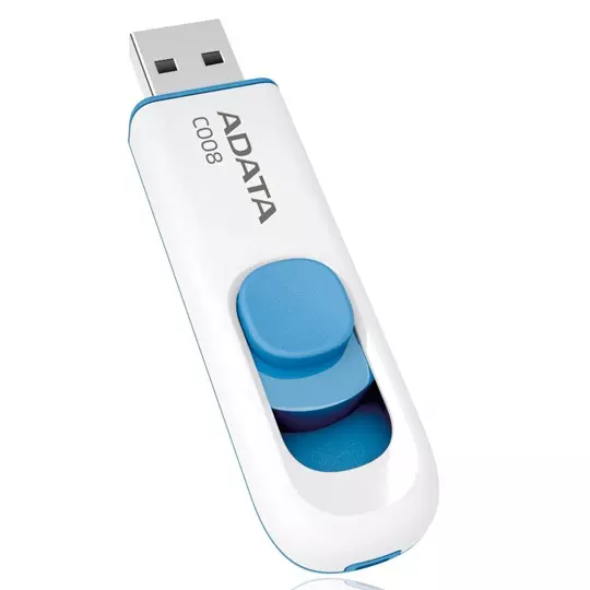 Memoria Adata USB 16GB Color Blanco + Azul Retractil [ME-ADA-16GC008B]