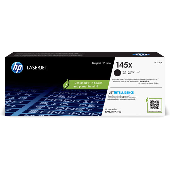 HP 145x black original laserjet toner.
