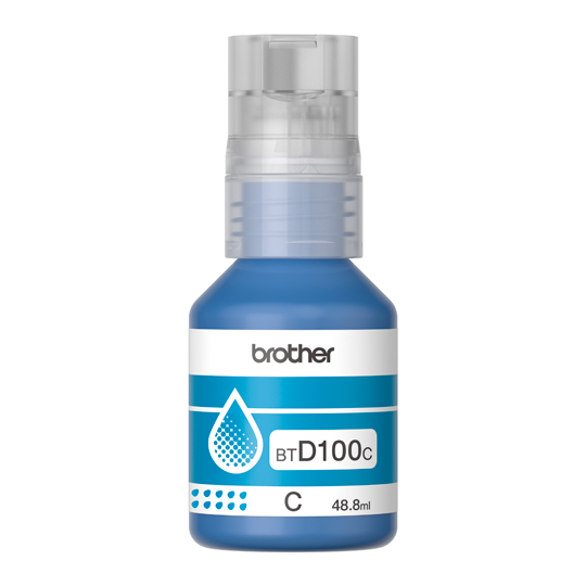 Botella de tinta Brother BTD100C de la serie InkBenefit Tank color cian